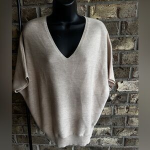The Reset R Label 100% Wool Beige Essential V-Neck Pullover Sweater  S/M